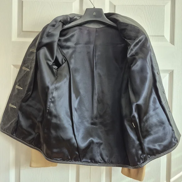 VTG Buckskin Blazer Jacket Genuine Suede Leather Womens Sz 8 Black Trim - Picture 5 of 10